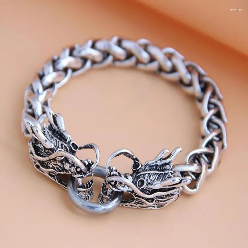 Link Chain Thick Retro Men Armband Alloy Auspicious Dragon Bangle Jewelry Accessory Fawn22