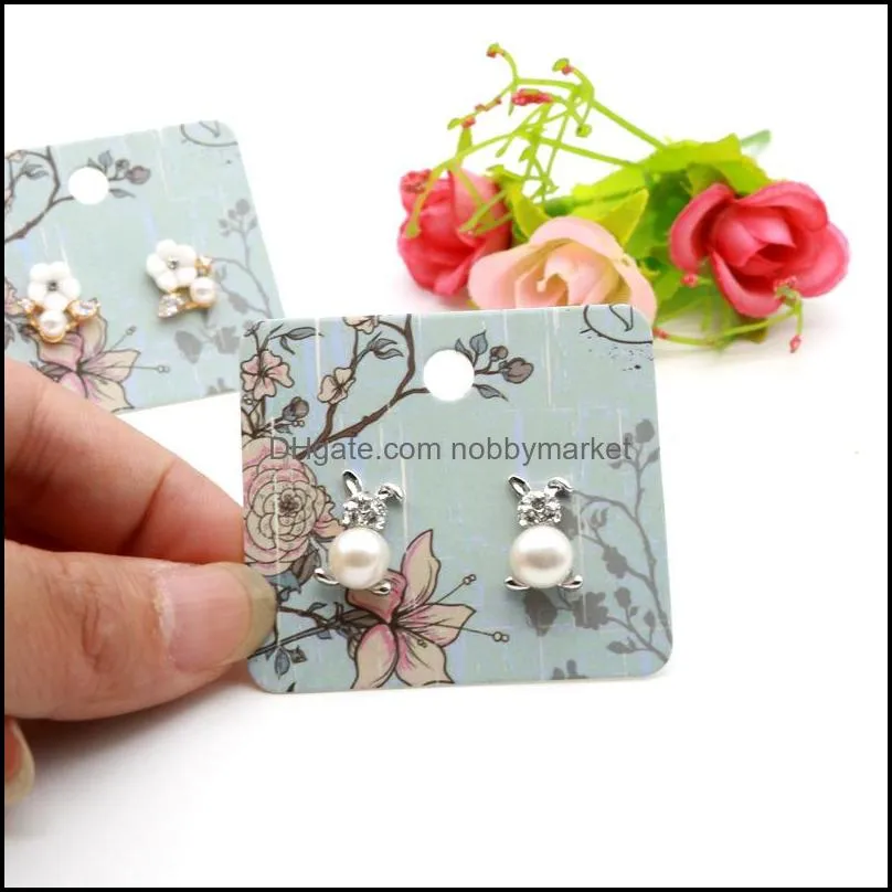 100pcs/lot 5*4.5cm Paper Ear Studs Card Hang Tag Jewelry Display Earring Marking Garment Prices Label Tags Can Custom Logo