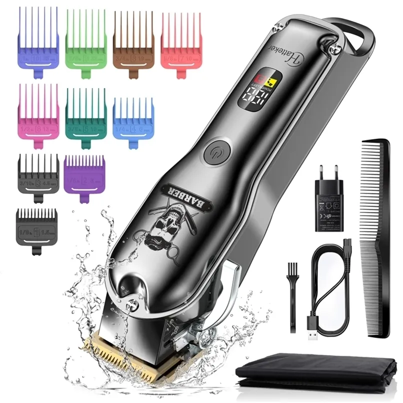 HATTEKER Tondeuse À Cheveux Tondeuse À Barbe Pour Hommes ProfessionalCordless RechargeableHair Cutter Kit Barber Shop Forte Puissance 220712