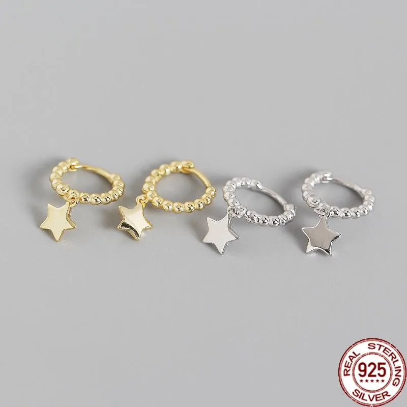 Dangle & Chandelier Gift E0286 Light Luxury S925 Sterling Silver Ins Minimalist Round Bead Star Versatile Ear Button Stud Earrings FemaleDan