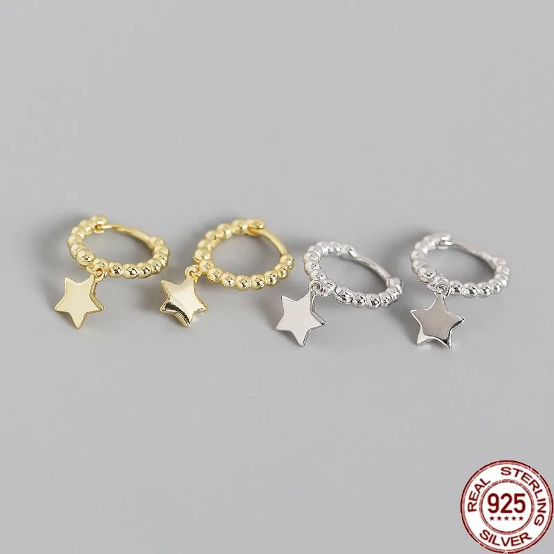 Ciondola il regalo del lampadario E0286 Light Luxury S925 Sterling Silver Ins Minimalista Round Bead Star Versatile Ear Button Stud Orecchini FemaleDan