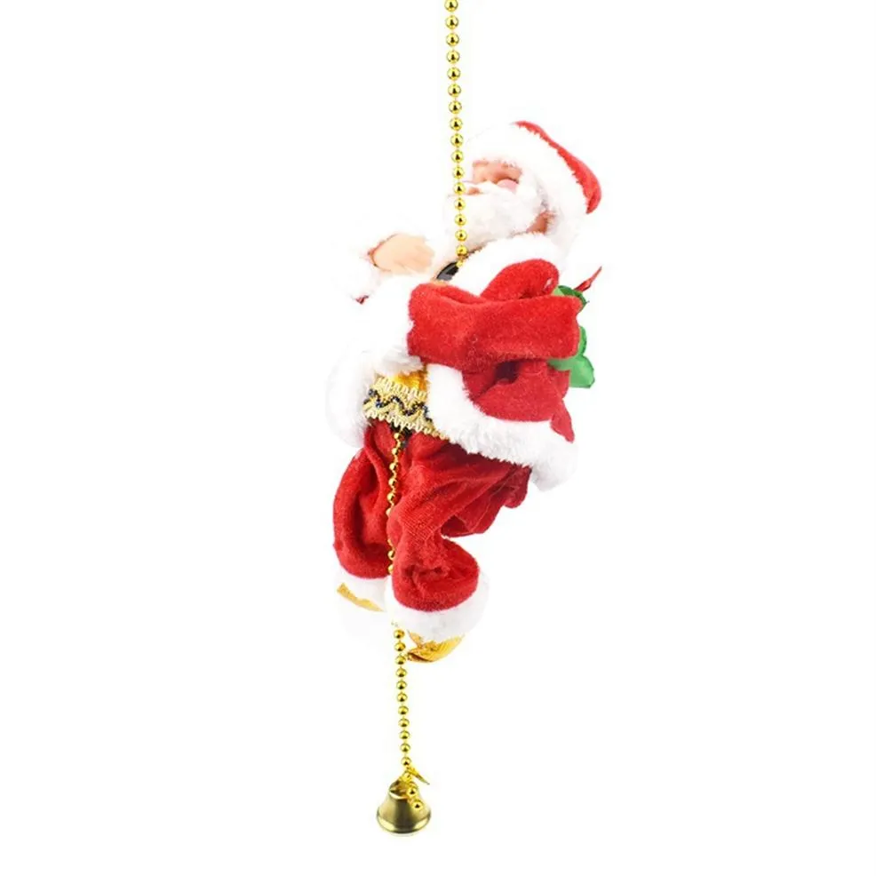 Noel Baba Tırmanma Halat Bebeği Elektrikli Noel Baba Tırmanma Halat Dekorasyonu Noel Baba Peluş Bebek Oyuncak Ağacı Kapalı Dış Mekan Asma Süs C2815
