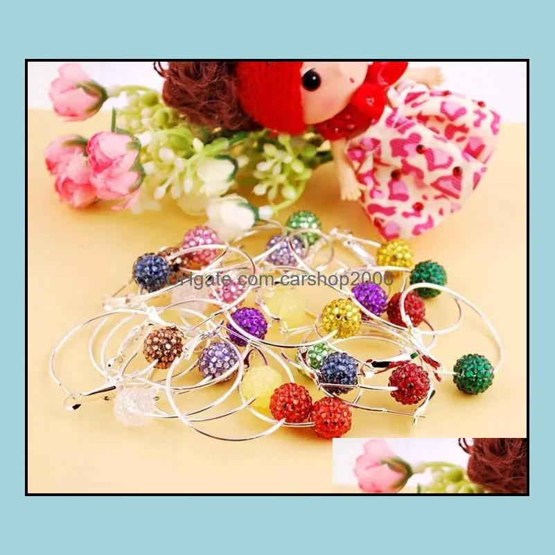 top grade fashion silver earrings hot sale crystal shambhala hoop huggie earring for women girl jewelry wholesale free shipping -