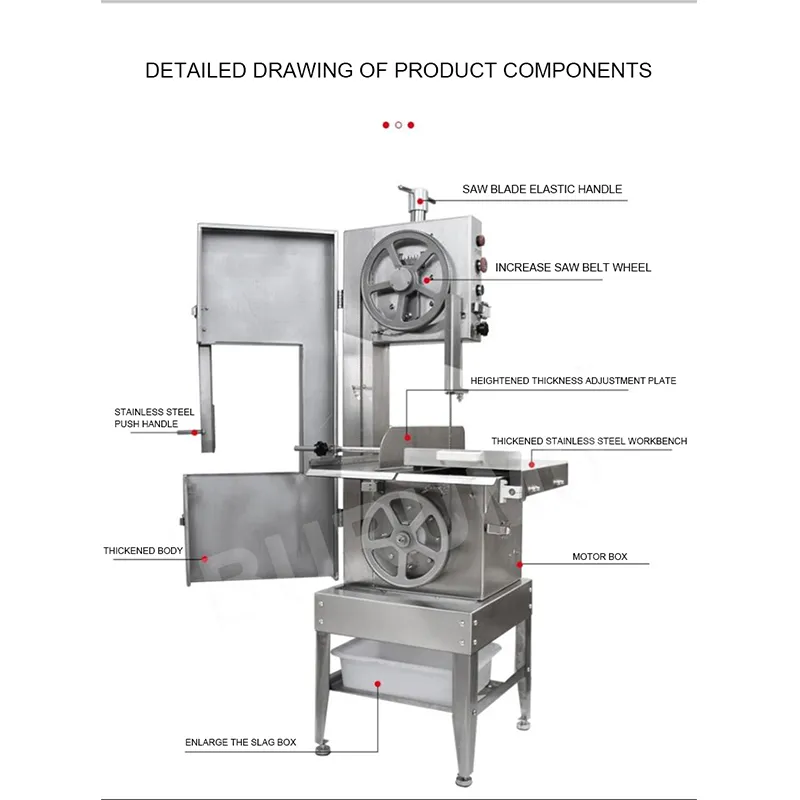 Skärmaskin kommersiellt rostfritt stål såg kött fläsk revben skivare bovint benbearbetningsutrustning