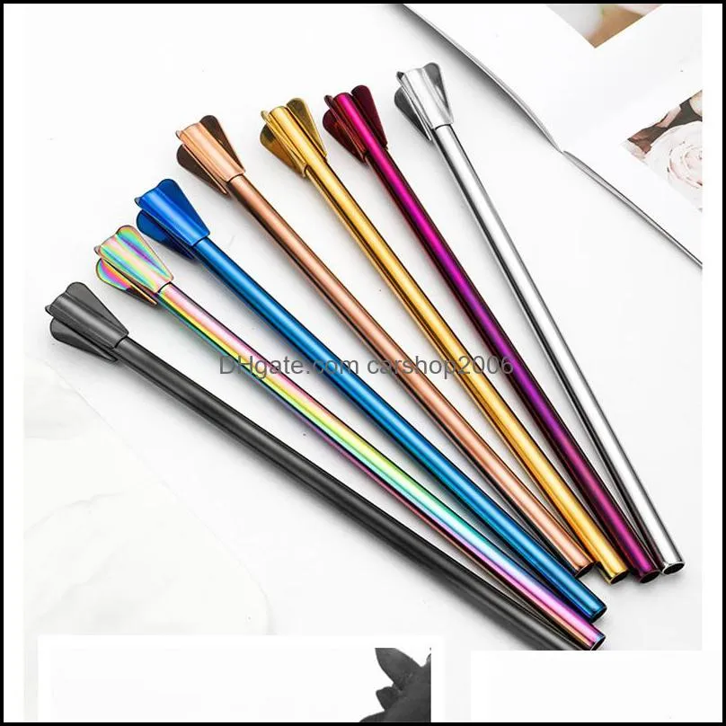 new arrival 8mm stainless steel colorful milk tea reusable drink straw stir stick cocktail mixer