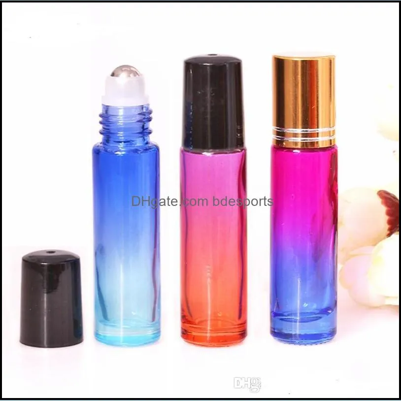 10ml Glass Roll on Bottles Gradient Color Roller Bottles with Stainless Steel Balls Roll-on Bottle Perfect for  oils LX5028