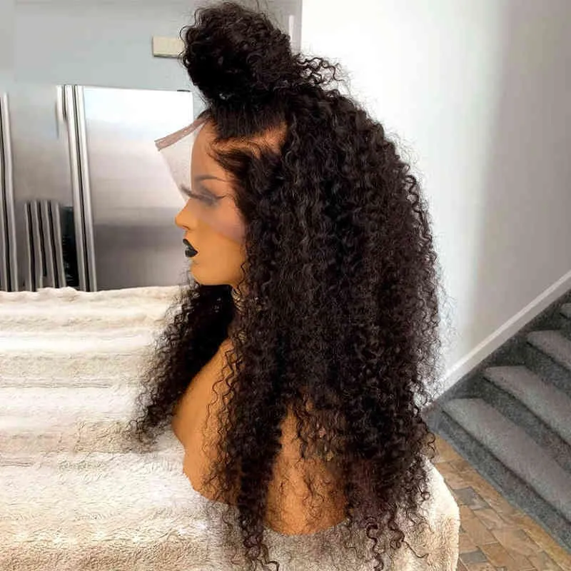 NXY Haarperücken, 180 % Dichte, 66 cm, natürliches Schwarz, lang, verworren, lockig, weich, freier Teil, Lace-Front-Perücke für schwarze Frauen mit Babyhaar, natürlicher Haaransatz, 0505