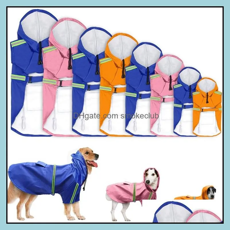 Fashion Pet Dog Slicker Raincoats Waterproof Clothes Rain Jacket Poncho with Hood & Reflective Strip for Small Medium Large Dogs