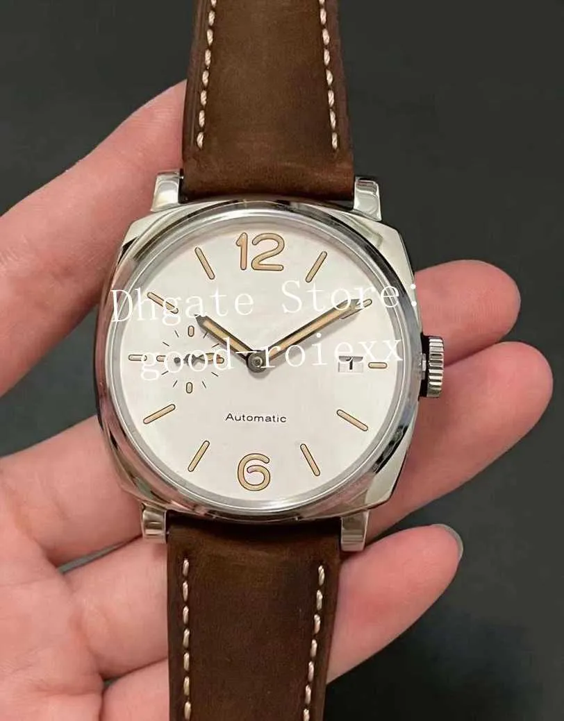 42 mm zegarki dla mężczyzn Rose Gold Watch Męski Automatyczny cal.9000 mechaniczny 1046 Sport nurka vs Firenze skórzana vsf fabryczna biała tarcza Pam