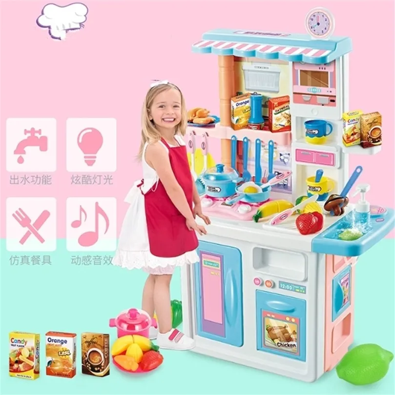 87 cm höjd barn stora kök set låtsas lek leksaker matlagning mat miniatyr lek göra husutbildning leksak gåva till tjej barn d176 lj201211
