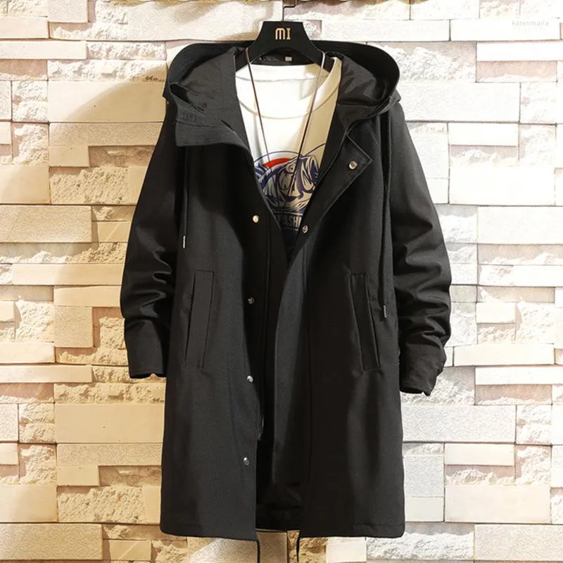 Parkas de plumón para hombre 2022 Slim Long Parker Coat chaqueta de primavera para hombre con capucha de invierno cálido Color sólido a prueba de viento impermeable de gran tamaño negro 6XL Kare