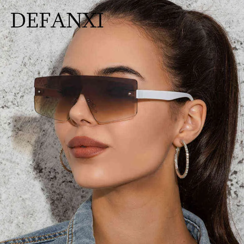 Retro Frame Rectangle Sunglasses for Women Fashion Rimless Gradient Eyewear Trending Unique White Legs Sun Glasses Shades 220611