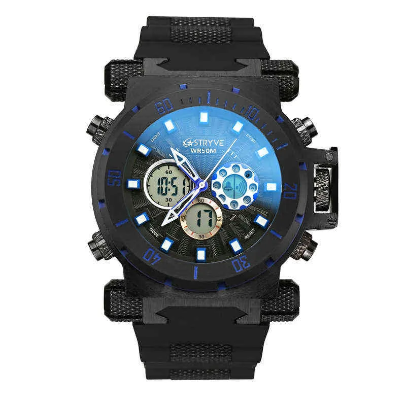 Huiya06 3 Eyes Electric Watch電子クォーツスケルトンメンズウォッチ8130 LJ201124 Watchet