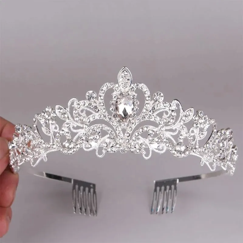 Wedding Headeces Crown Crystal Rhinestones Krowca Korona z grzebieniem Znakomity opaska na kobiety