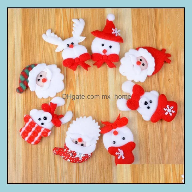 christmas gift led glowing santa snowman deer bear glow flashing cartoon brooch badge toy christmas luminous decoration paf11827