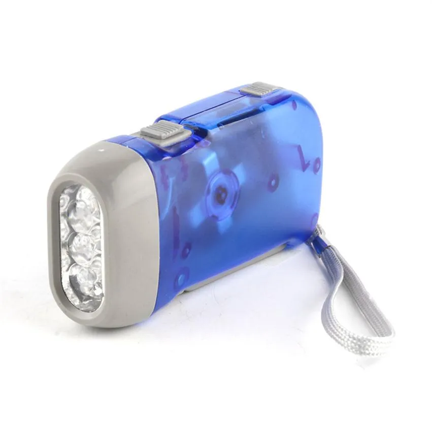 Utomhus 3 LED -handpress ficklampan Ingen batteri avvecklas vev dynamo ficklampor ljus fackla camping bärbara flash -lampor255o