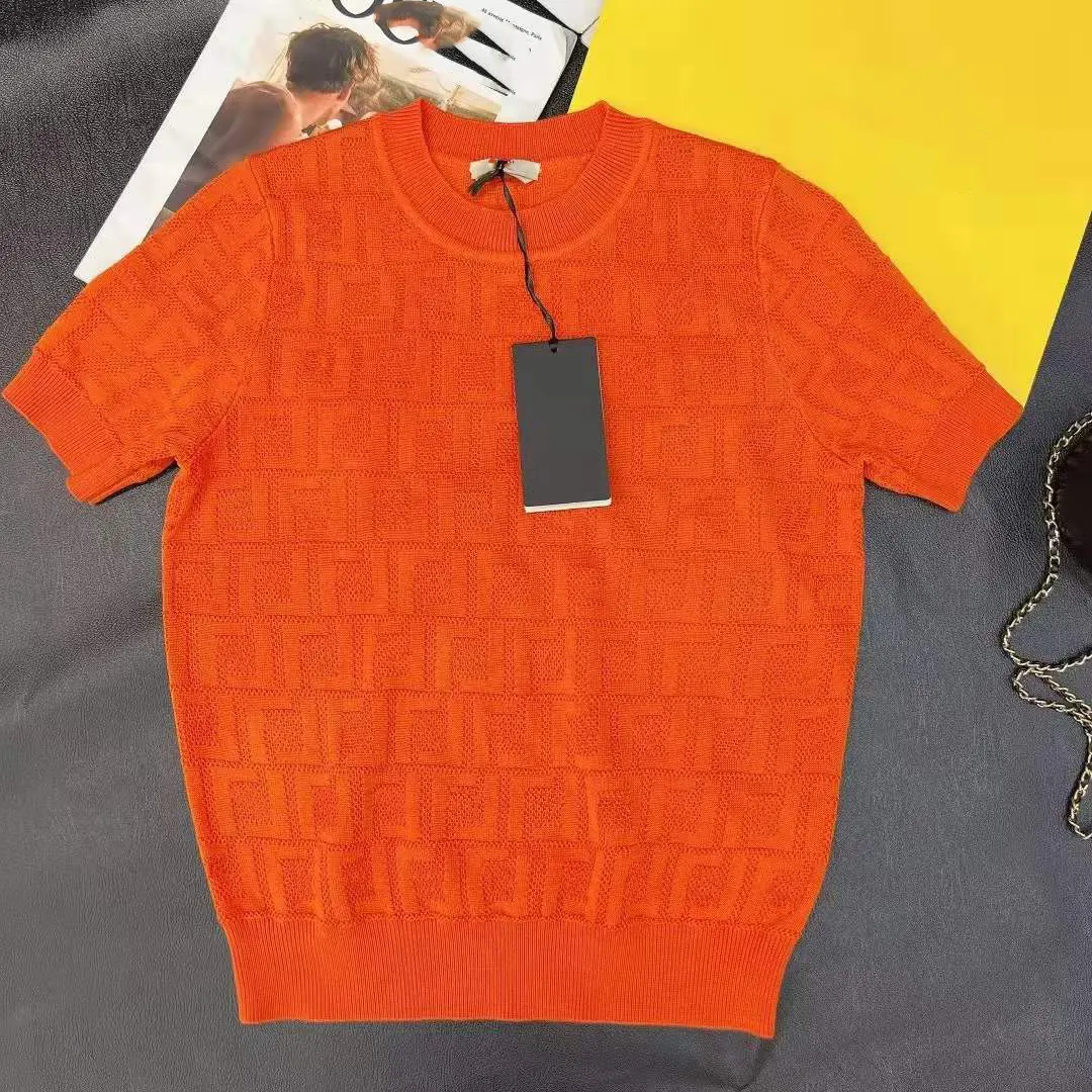 Kvinnor stickar tee stickade skörd topp bokstäver ihåliga sommaren kort ärm eleganta toppar vit svart grön orange rosa färg vintage mode gata slitage ut passform sommar f