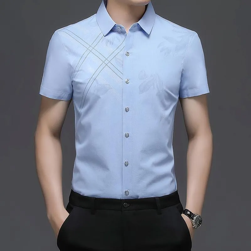 Мужские повседневные рубашки высококачественные печатные мужские летние летние с коротким рукавами с коротким рукава
