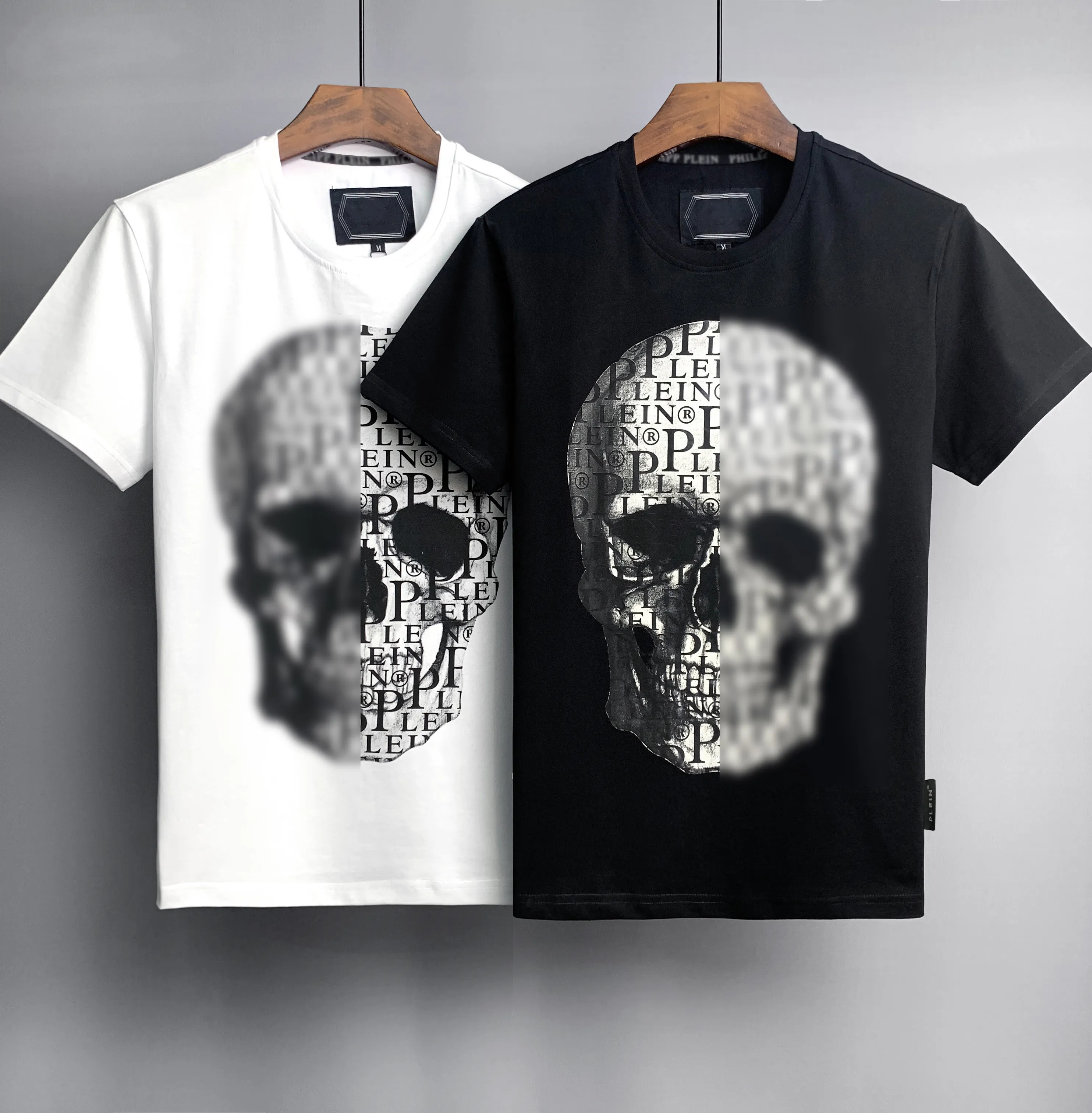 Män designer p skalle diamant t shirt kort ärm dollar brun björn märke tee o-hals högkvalitativ skallar tshirt tees topp a09