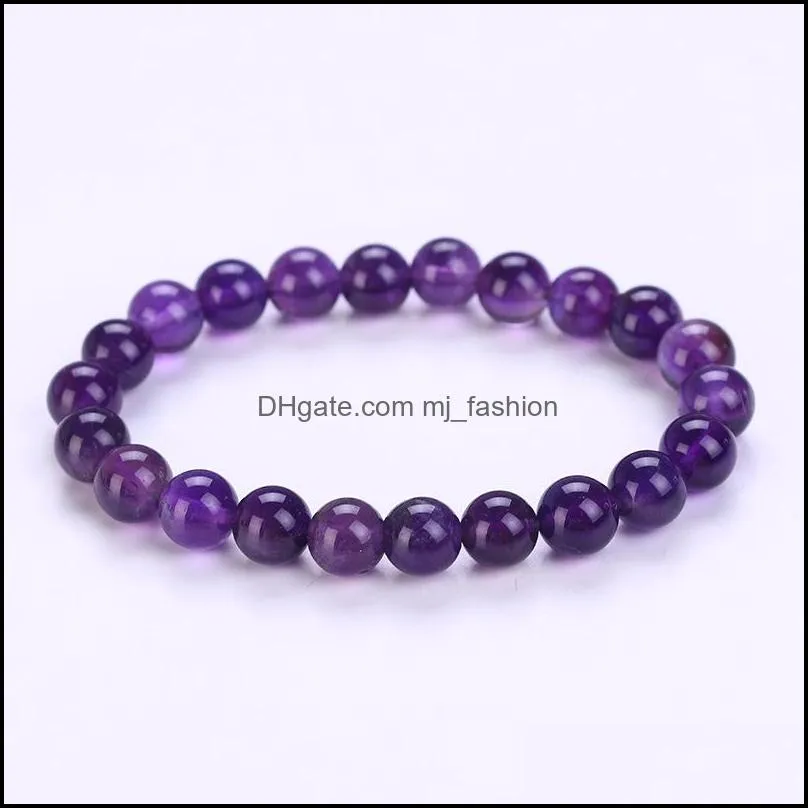 8MM Strand Natural Stone Healing Crystal Stretch Beaded Bracelet Women Men Fashion Handmade Precious Gemstone Round Bracelets Jewelry