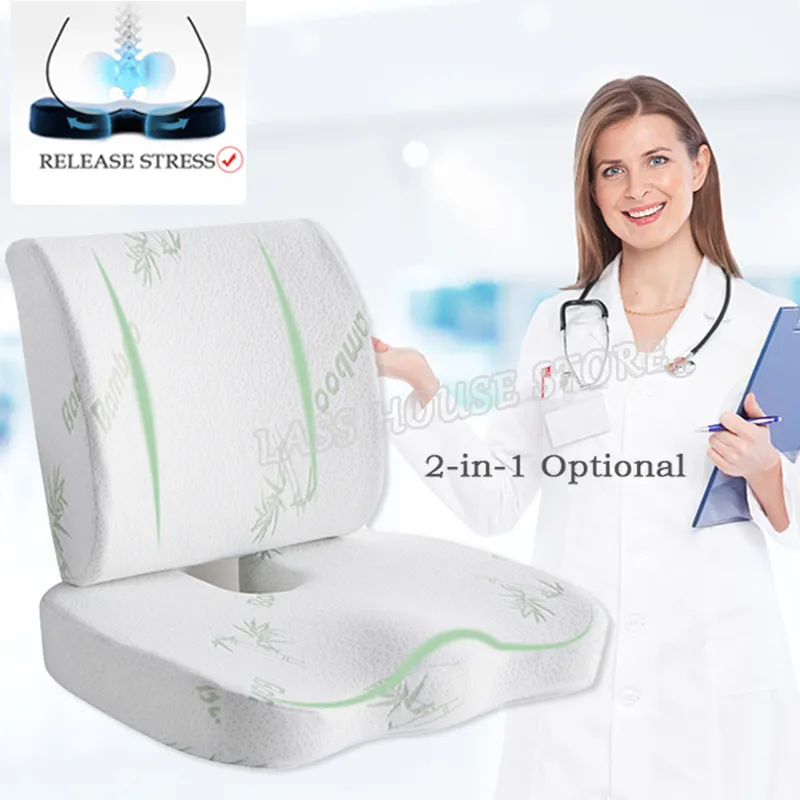 Coussin Siège Mémoire De Forme Grand Format - Pour Chaise Bureau, Voiture, Maison - Soulage Coccyx Et Bas Du Dos