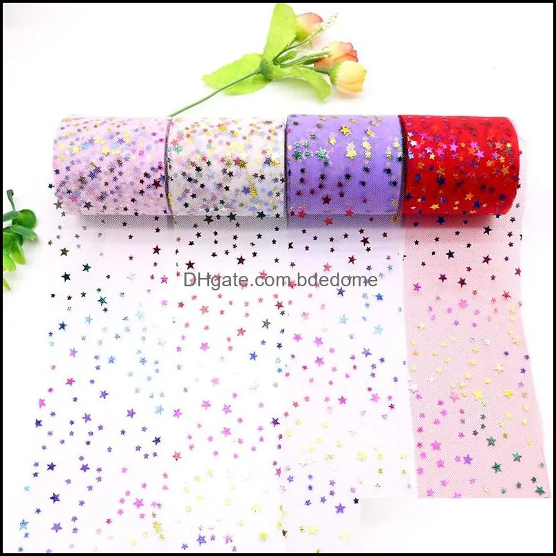laser sequin glitter tulle rolls lace fabric exquisite polyester sparkling ribbon trim for table runner chair sash bow tutu skirt sewing crafting wedding party