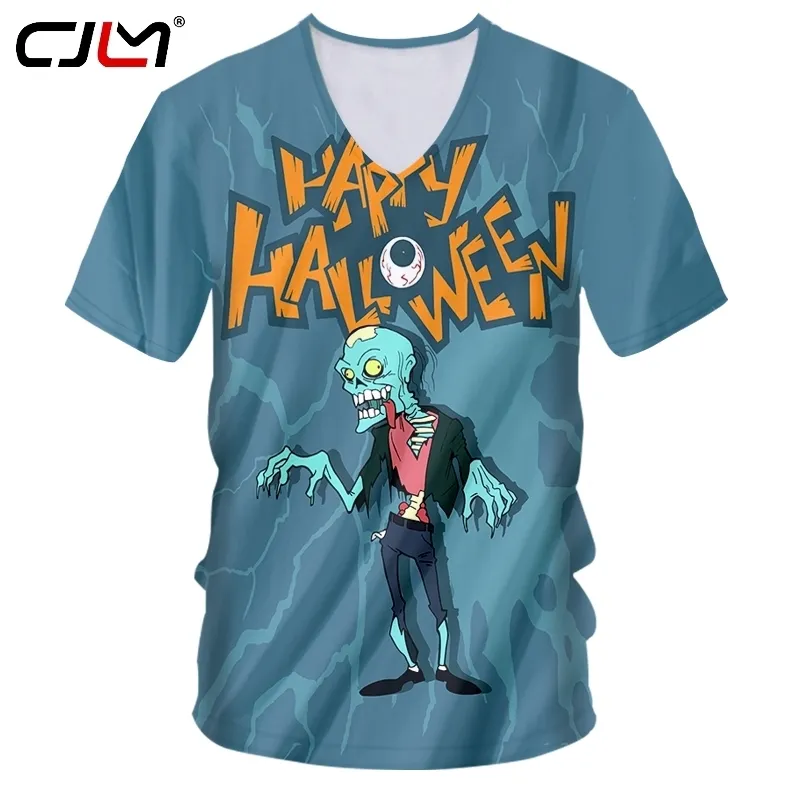 Moda Halloween Man Zombie Tee Shirt Street Wear Vendita all'ingrosso Tshirt con scollo a V 6XL Uomo Abbigliamento stampato in 3D 220623