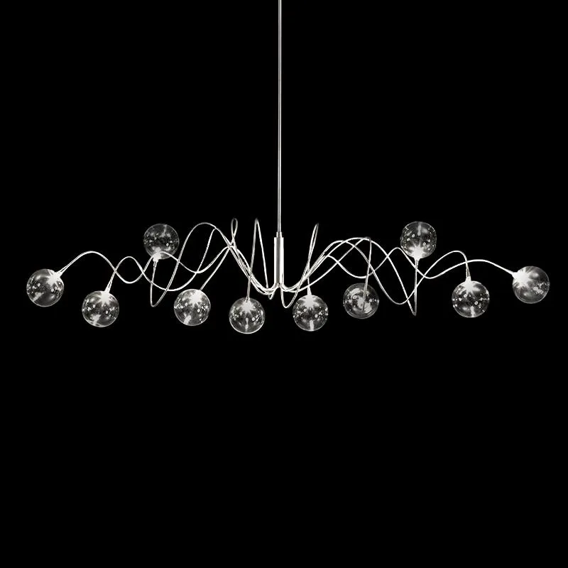 Lustres Moderne Simple nouveauté LED lustre fumée gris boule de verre salon décor éclairage nordique Chrome salle à manger suspension lampeChandelie