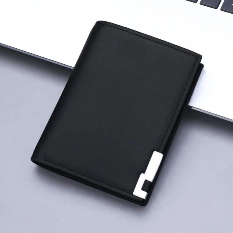 Wallets Men Soft PU Leather Black White Solid Color Simple Short Ultra-thin Small Multi-card Slots Card Holder Coin PurseWallets