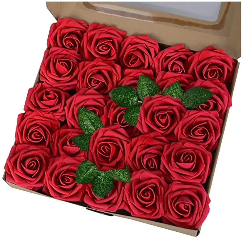 Decorative Flowers & Wreaths Rose Wedding Pc Daily Gift Box Decoration Fake Valentine's Bouquet 25 Day Home Flower Festival Simulation I