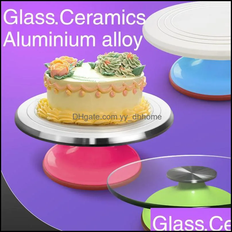 baking & pastry tools 12inch aluminum alloy birthday cake turntable plastic stainless steel glass stand craft platform