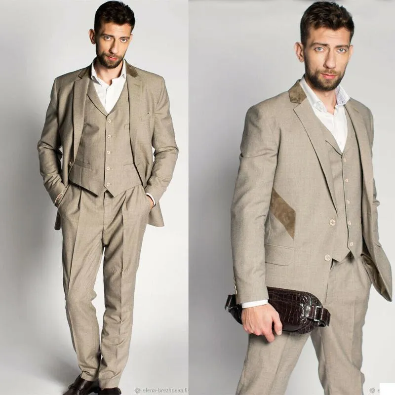 Мужские костюмы Blazers Grey Men Регулярное приспособление для приготовления создания Tailor Tuxedo 3 штуки Blazer Groom Groomsman Свадебный бизнес выпускной