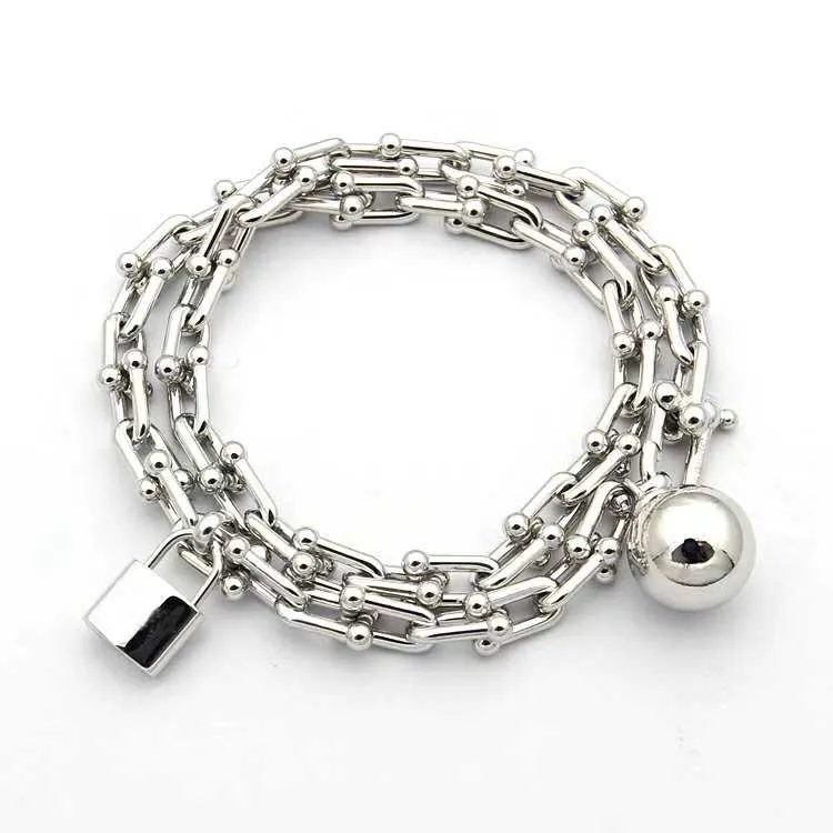 Top kwaliteit hangslot stijl armband voor vrouwen charm ketting bruiloft sieraden gift hebben velet tas PS7022-1275U