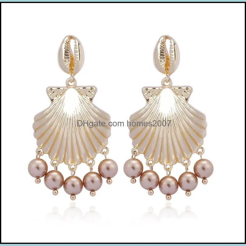 Hypoallergenic stainless steel earrings shell pearl earrings European and American alloy conch Earrings for women and girls