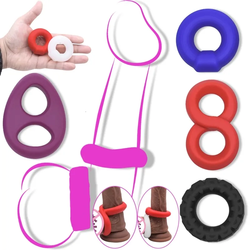 Penis Rings Massager Dick Ring Silicone Soft Adult Porn Erotic Sex Toy for Men Male Couple Delay Extended Ejaculation Cockring