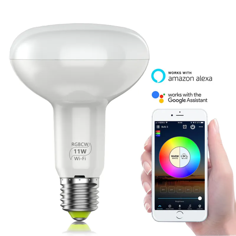 Lampadine intelligenti LED RGB da 11 W WiFi Smart E26 E27 B22 Lampadina Controllo APP mobile