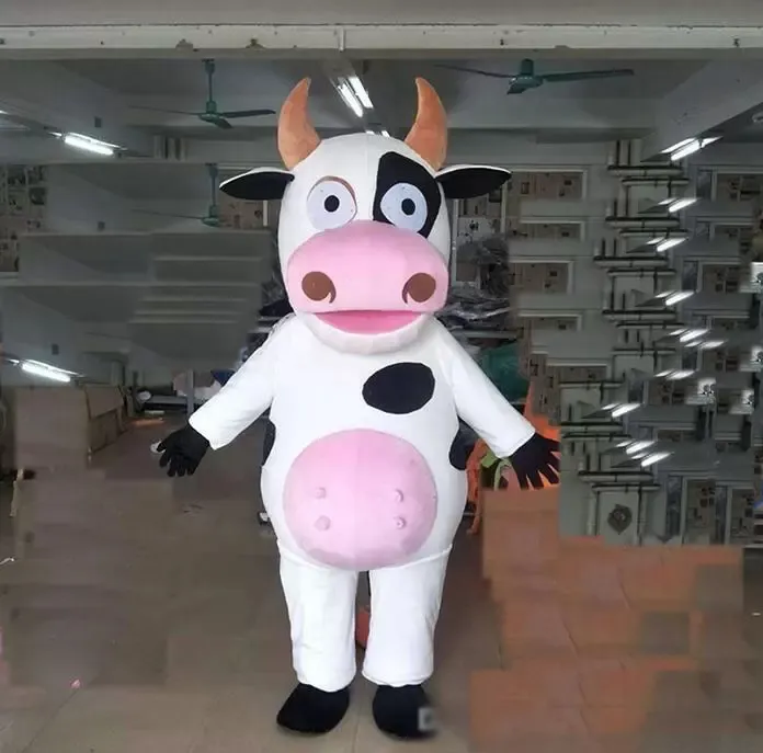 2022 factory hot the head milk cow mascot costume for adult to wear for sale