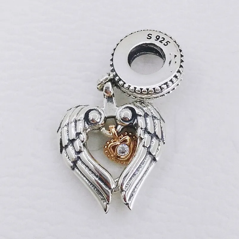 Club 2021 Angel Wings Heart Dangle Charm 925 Silver Pandora Charms voor Armbanden DIY Sieraden Maken Kits Losse Kralen Zilver Groothandel 789296C01