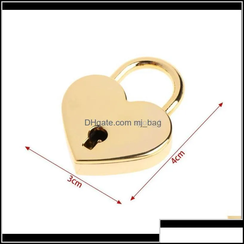 Door Locks Heart Shaped Vintage Mini Love Padlocks With Key For Handbag Small Lage Bag Diary Book Dha2698 Axkga K7Nlg