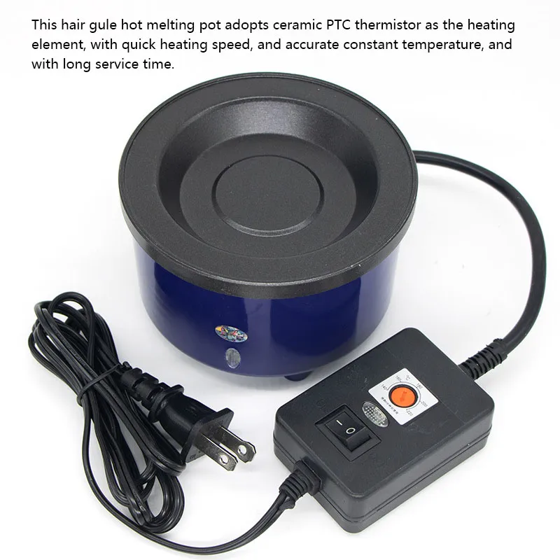 NL102 200W High Power Hair Glue Furnace Temperature Adjustable Hot Melting Pot Aluminum Alloy Heating Device