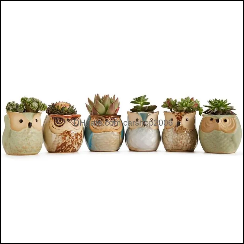 owl shape flower pots creative ceramic flowerpot fleshy succulent planter pot cute mini flowerpots home garden decoration yfa2068