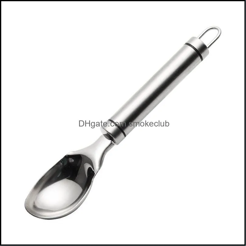 Skedar bestick kök matsal hem trädgård 22 cm kök glass Mash Potato Scoop Stainless Steel Spoon Spring Handle Accessories D