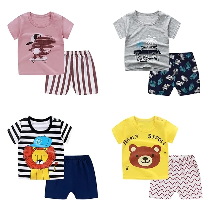 Baby boys kleren sets meisjes pakken cartoon t -shirt en shorts broek 2 stks kinderen outfits 220620