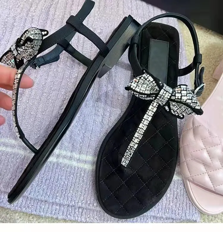 New Fashion Sandals pour femmes Shistone Bowtie Flip Flips Chaussures d'été décontractées