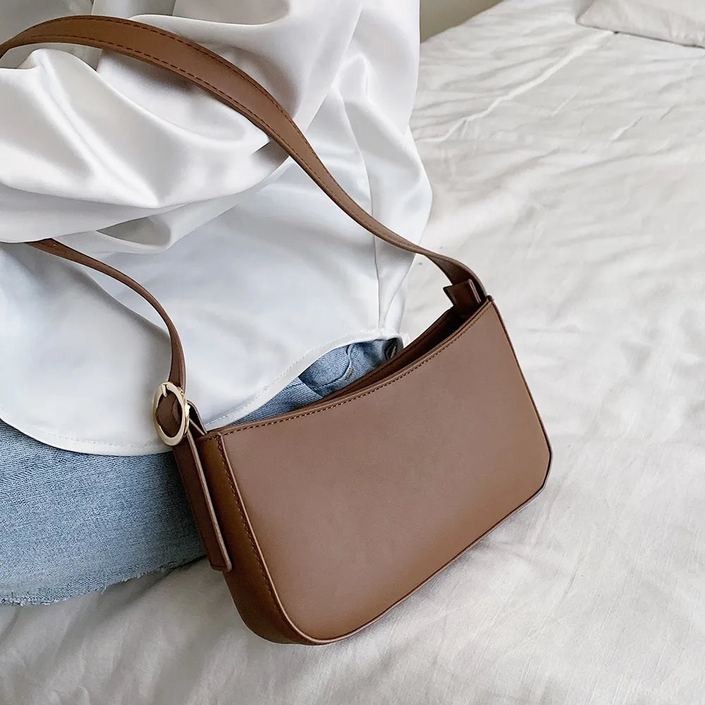 女性用のかわいいソリッドカラー小さなPUレザーショルダーバッグシンプルなハンドバッグと財布女性旅行ファッションレジャートートスモールブラックブラウンパープルホワイトJ572