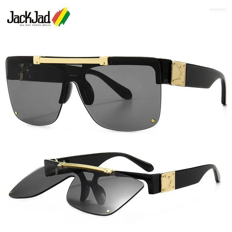 Güneş Gözlüğü Jackjad 2022 Moda Steampunk Gösteri Stil Lens Flip Up Up Up Up Serin Benzersiz Marka Tasarım Güneş Gözlükleri Z1196esunglassessunglasses Quin22