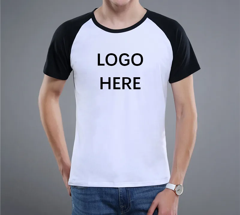 DIY T-Shirt Özel Baskılı erkek Raglan Kollu T Gömlek Kendi Logo Ile OEM Boş Katı Renk Yaz Erkek Tees Kişiselleştirilmiş Grafik Resimleri veya Metin HFCMT04
