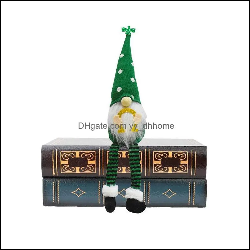 Irish Days Party Decor Patrick`s Day Doll Faceless Elderly Green Clover Dolls Saint Patricks Gifts RRB12142