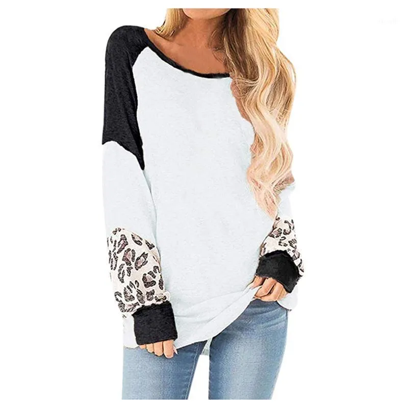 Women's Blouses & Shirts Leopard Printed Blouse For Women 2022 O Neck Patchwork Autumn Long Sleeve Pullover Loose Tops Blusa Feminina