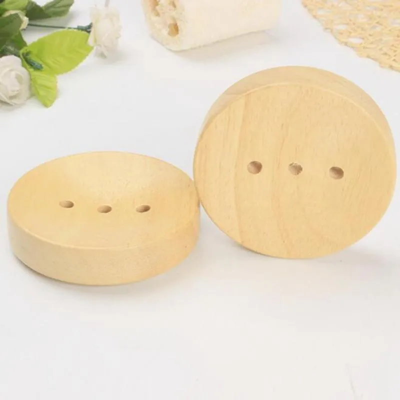 Bathroom Wooden Soap Dishes Sink Deck Bathtub Shower Soap Holder Round Hand Craft Natural Wooden Holder For Sponges Scrubber Soap